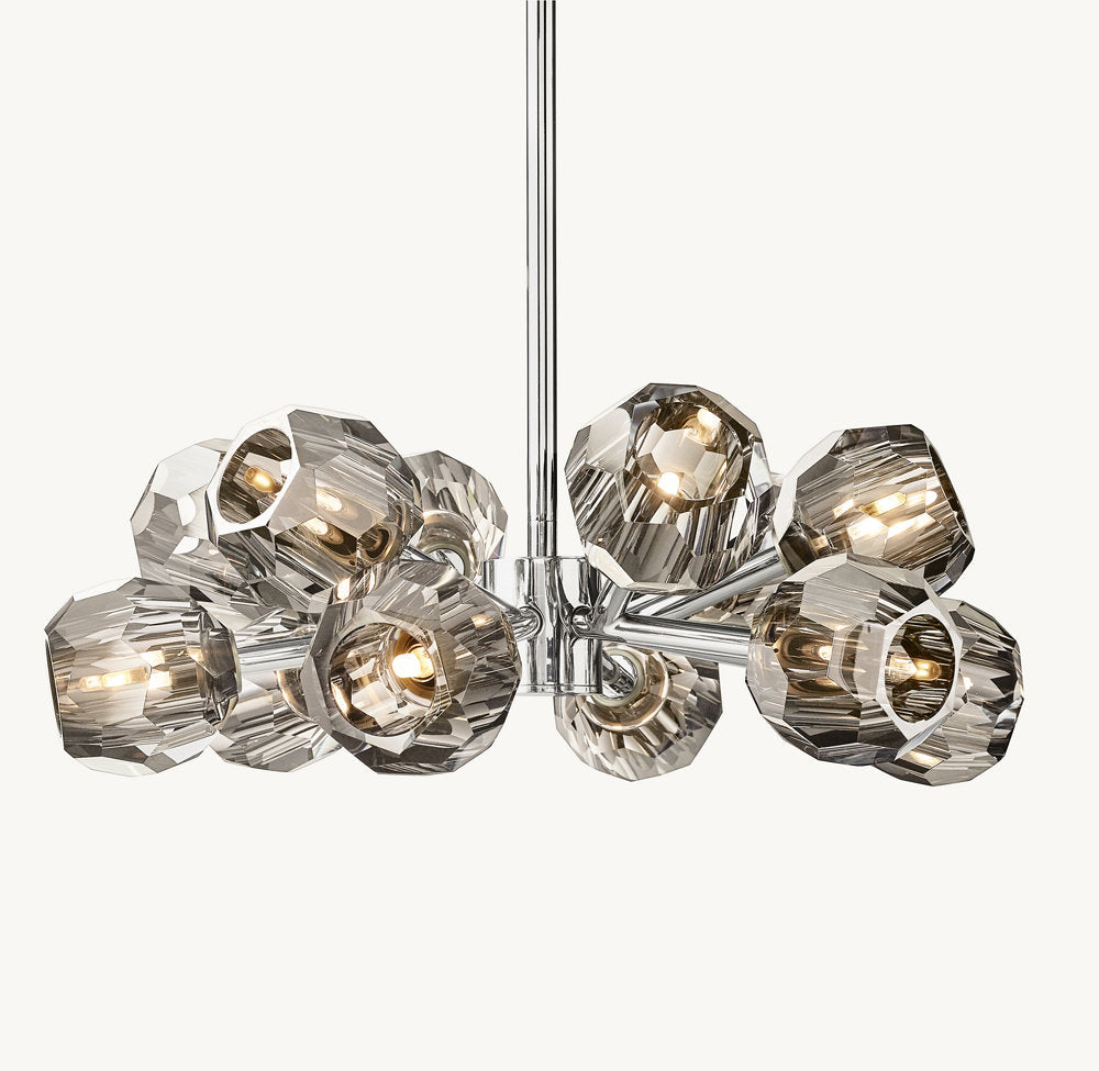 Smoke Crystal Sphere Ring Chandelier