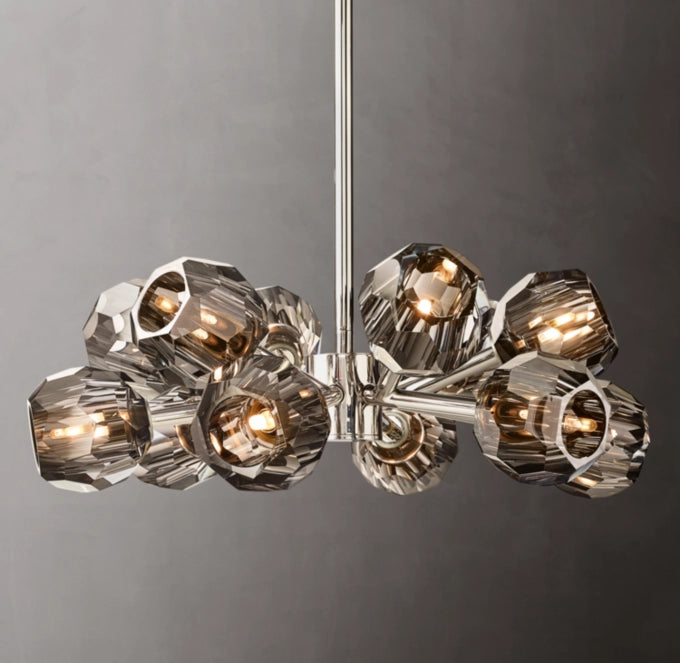 Smoke Crystal Sphere Ring Chandelier