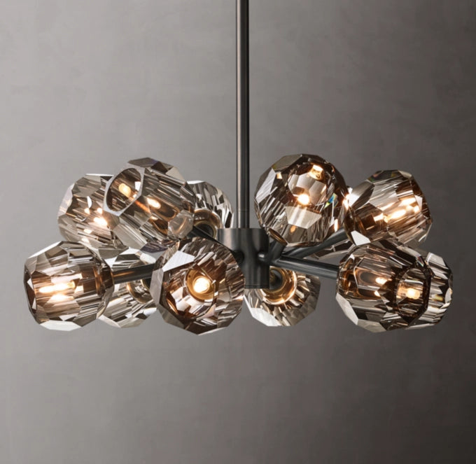 Smoke Crystal Sphere Ring Chandelier