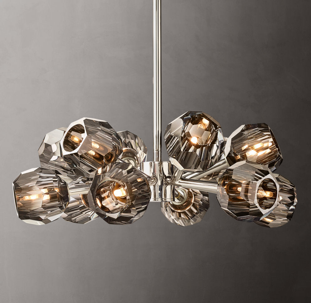 Smoke Crystal Sphere Ring Chandelier