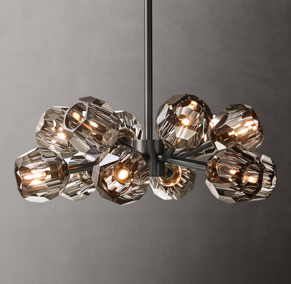Smoke Crystal Sphere Ring Chandelier