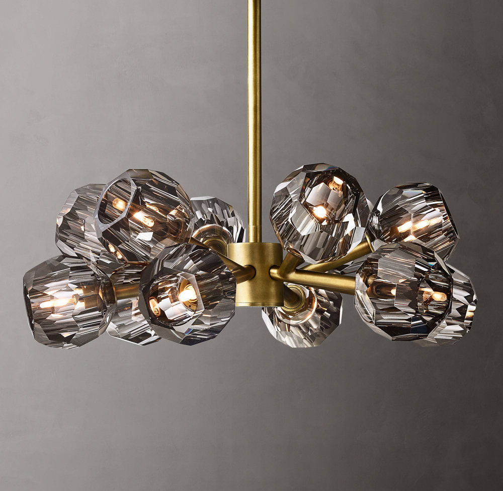 Smoke Crystal Sphere Ring Chandelier
