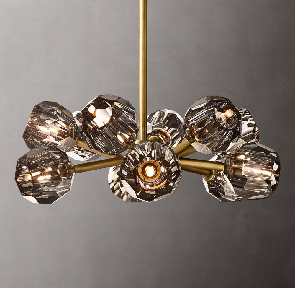 Smoke Crystal Sphere Ring Chandelier