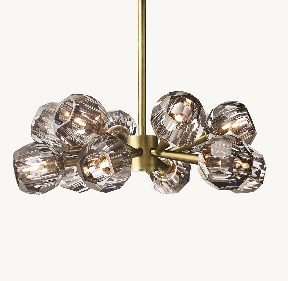 Smoke Crystal Sphere Ring Chandelier