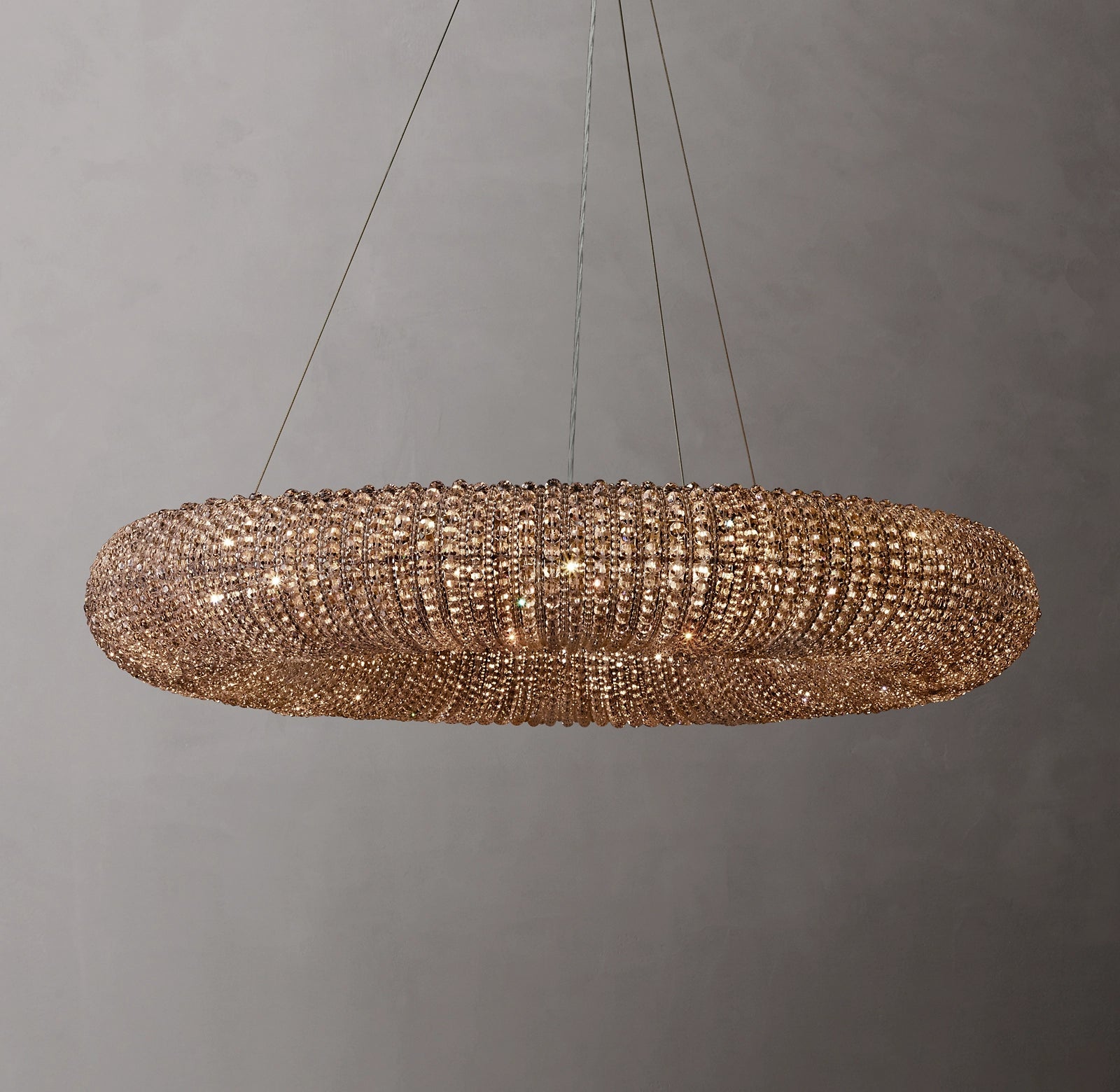 Smoked Crystal Bead LED Halo Chandelier