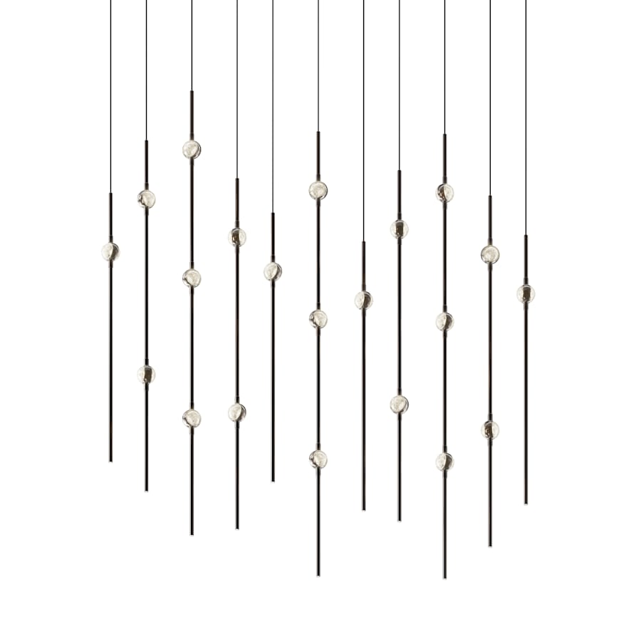 Sonneman Constellation 36" Wide LED Linear Pendant with Clear Faceted Acrylic Shades and 120" Cable - 2700K