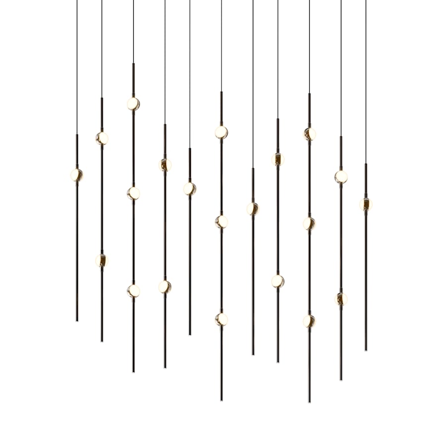 Sonneman Constellation 36" Wide LED Linear Pendant with White Optical Acrylic Shades and 240" Cable - 2700K