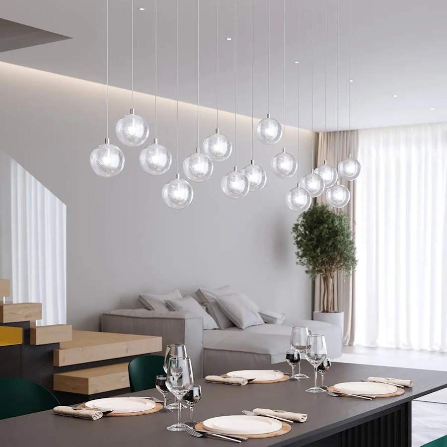 Sonneman Champagne Bubbles 12 Light 17-1/4" Wide LED Multi Light Pendant with Seeded Glass Shades
