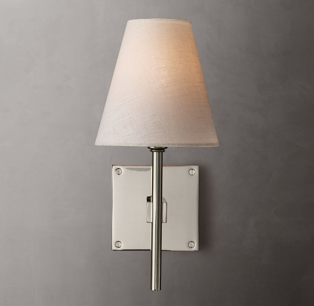 Tapered Linen Brass Accent Sconce