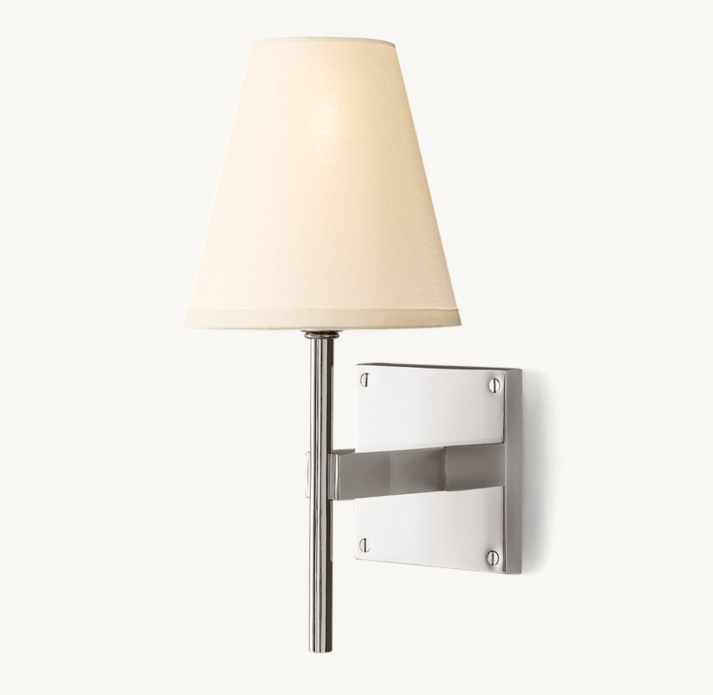 Tapered Linen Brass Accent Sconce