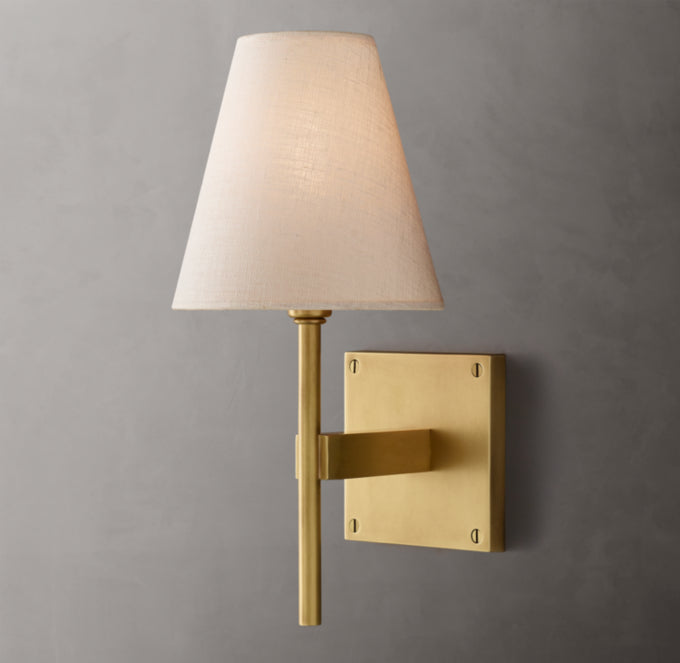 Tapered Linen Brass Accent Sconce