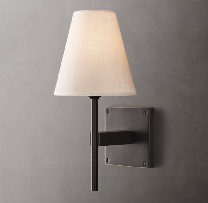 Tapered Linen Brass Accent Sconce