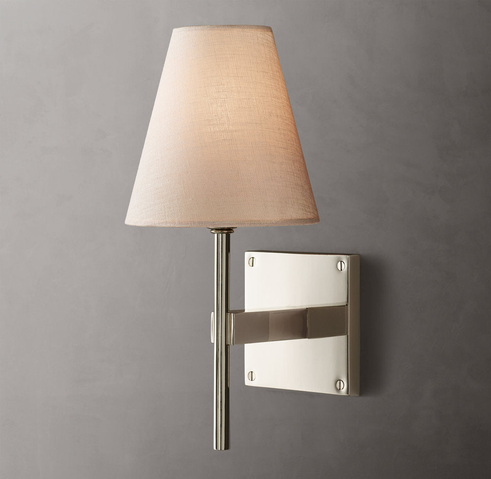Tapered Linen Brass Accent Sconce