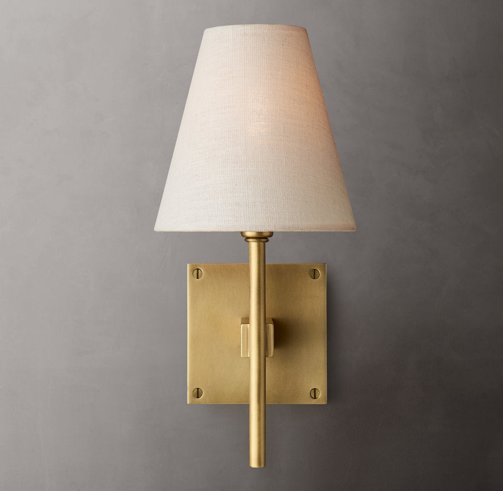 Tapered Linen Brass Accent Sconce