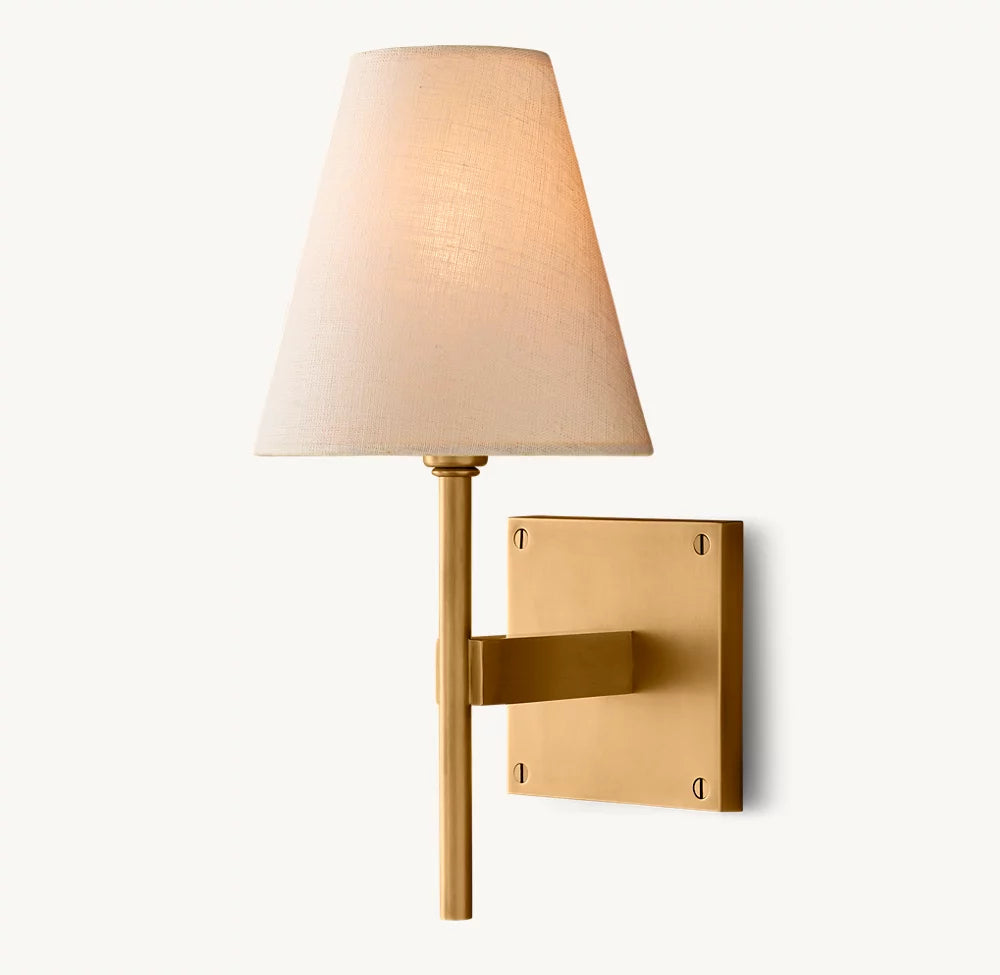 Tapered Linen Brass Accent Sconce