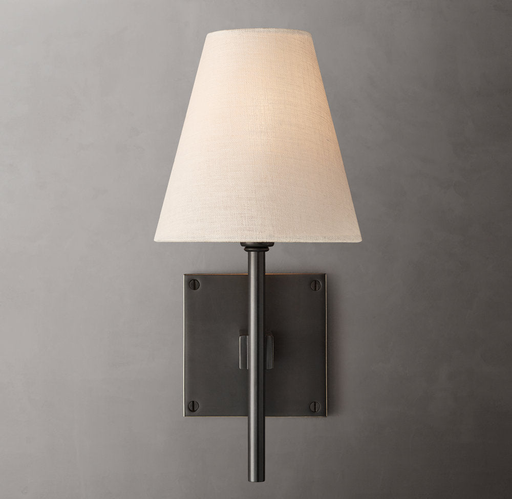 Tapered Linen Brass Accent Sconce