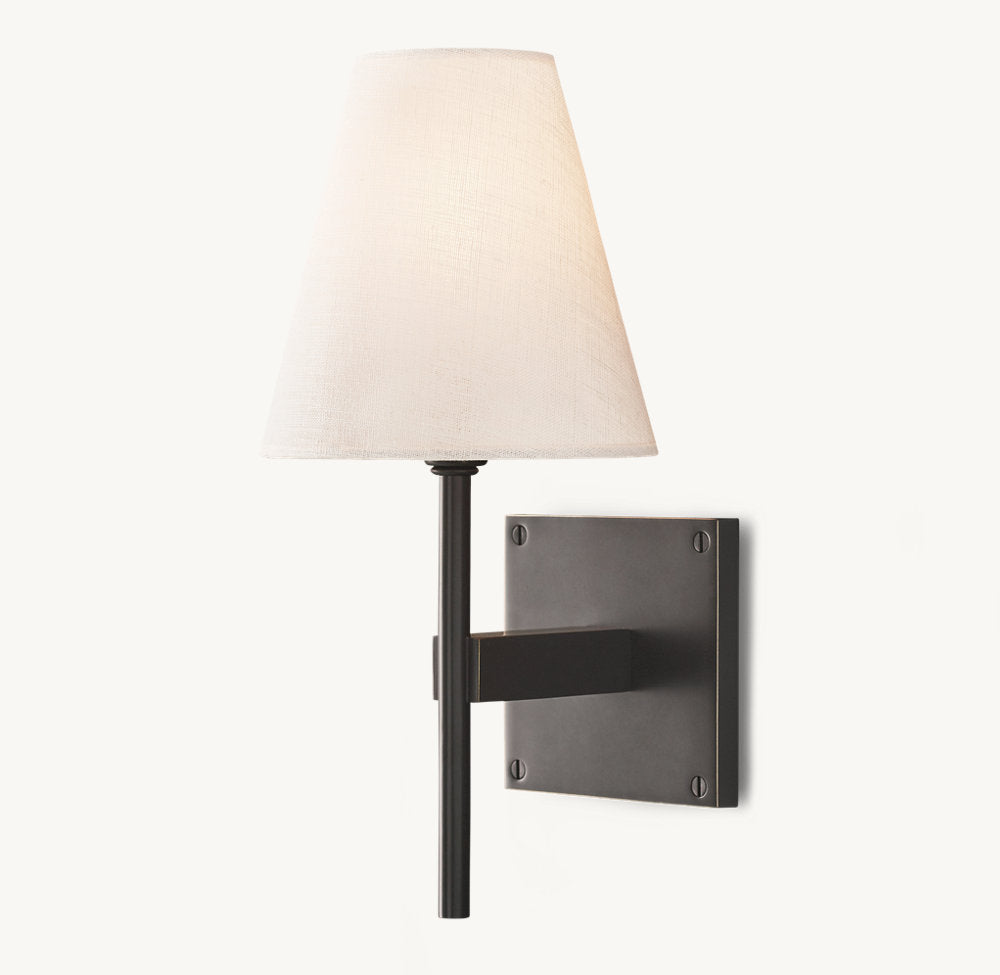 Tapered Linen Brass Accent Sconce