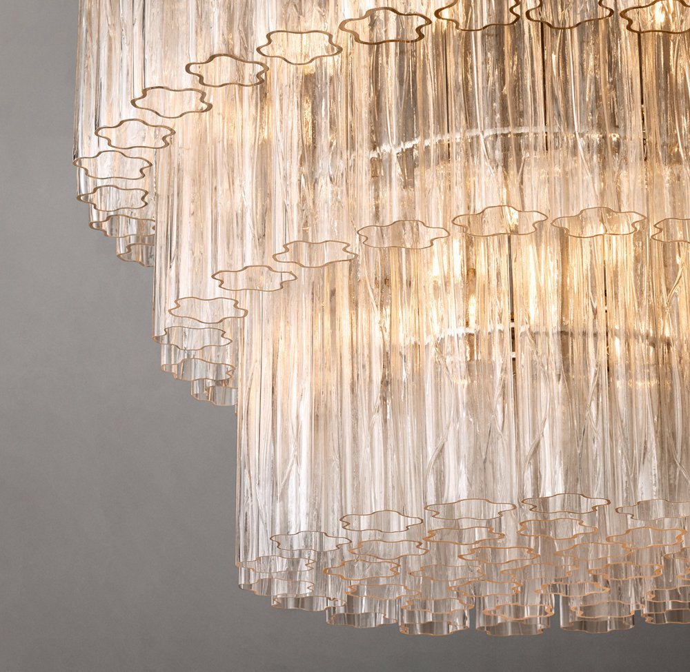 Three-Tier Clear Glass Tower Chandelier