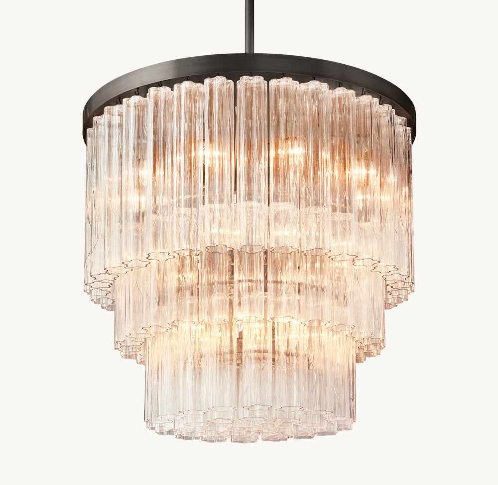 Three-Tier Clear Glass Tower Chandelier