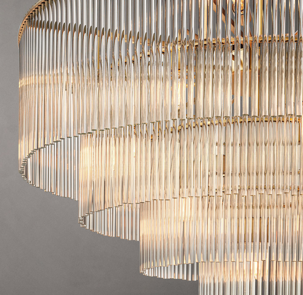 Tiered Carved Crystal Drum Chandelier