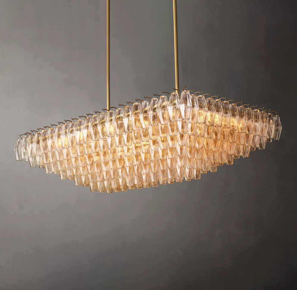 Tiered Clear Glass Island Crown Chandelier