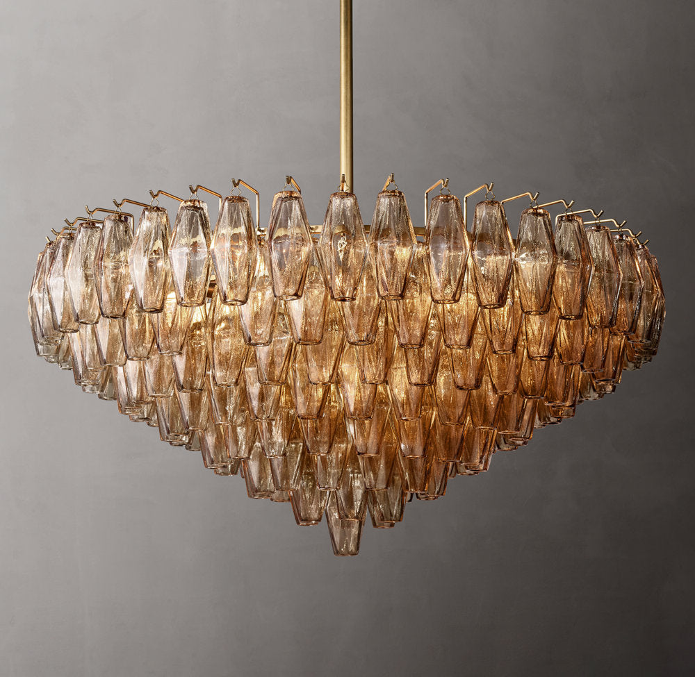 Tiered Smoke Glass Drum Chandelier