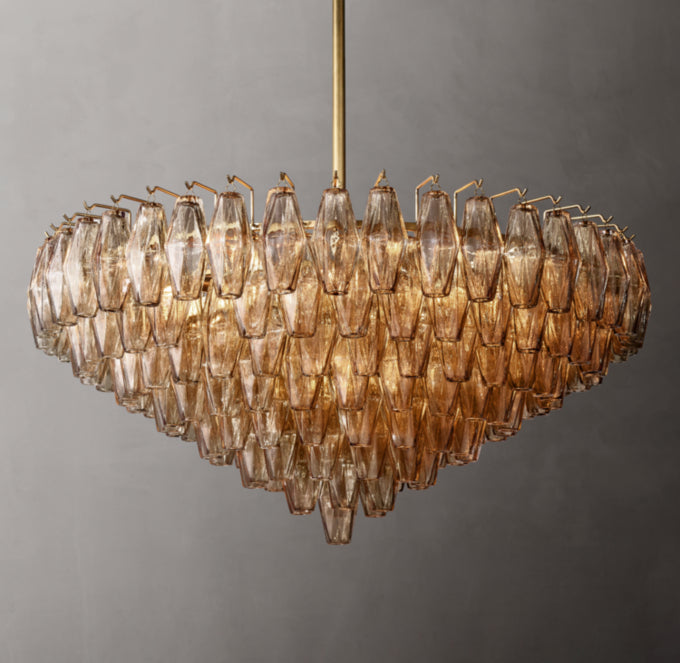 Tiered Smoke Glass Drum Chandelier