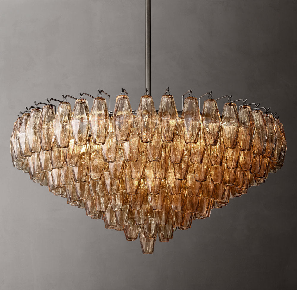 Tiered Smoke Glass Drum Chandelier