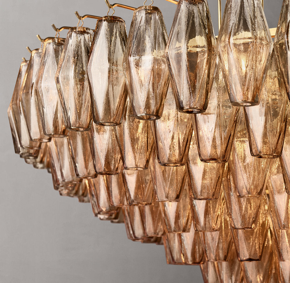 Tiered Smoke Glass Drum Chandelier