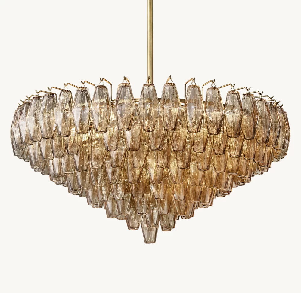 Tiered Smoke Glass Drum Chandelier