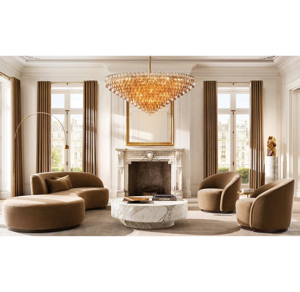 Tiered Smoke Glass Drum Chandelier