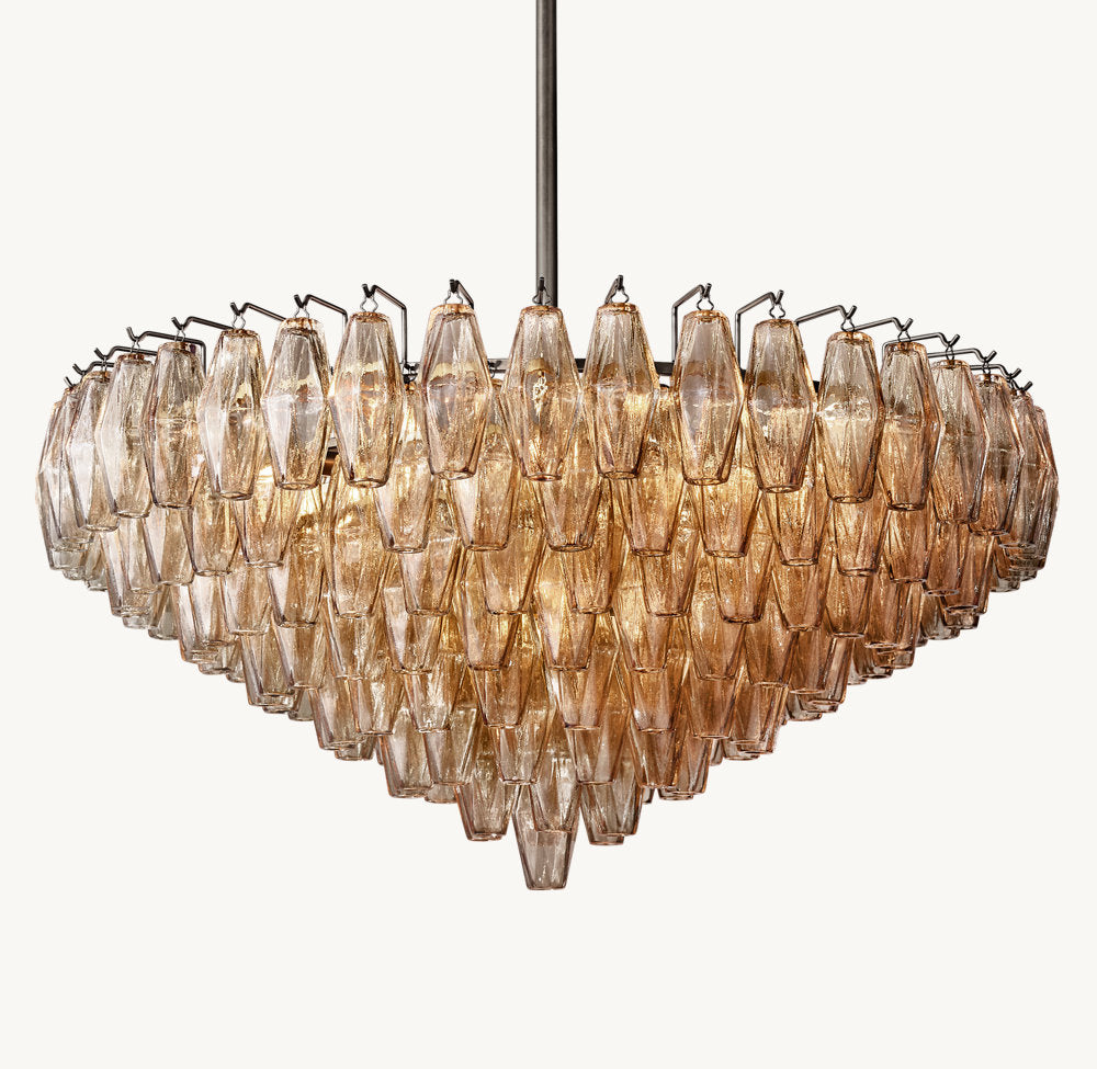 Tiered Smoke Glass Drum Chandelier