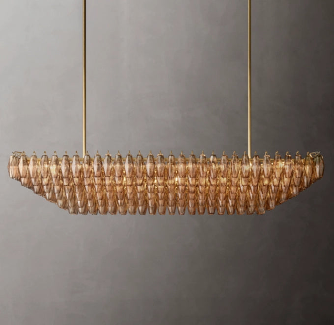 Tiered Smoke Glass Island Chandelier