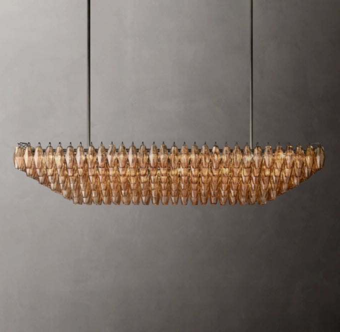 Tiered Smoke Glass Island Chandelier