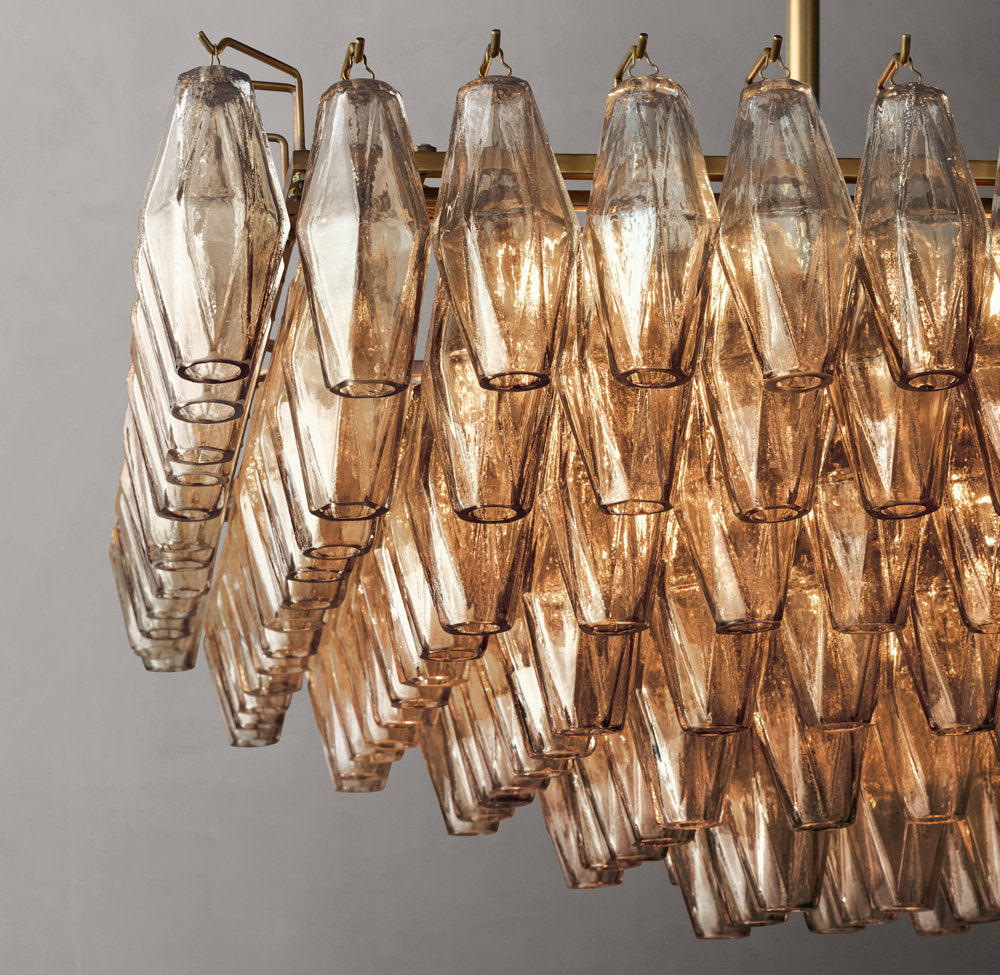 Tiered Smoke Glass Island Chandelier