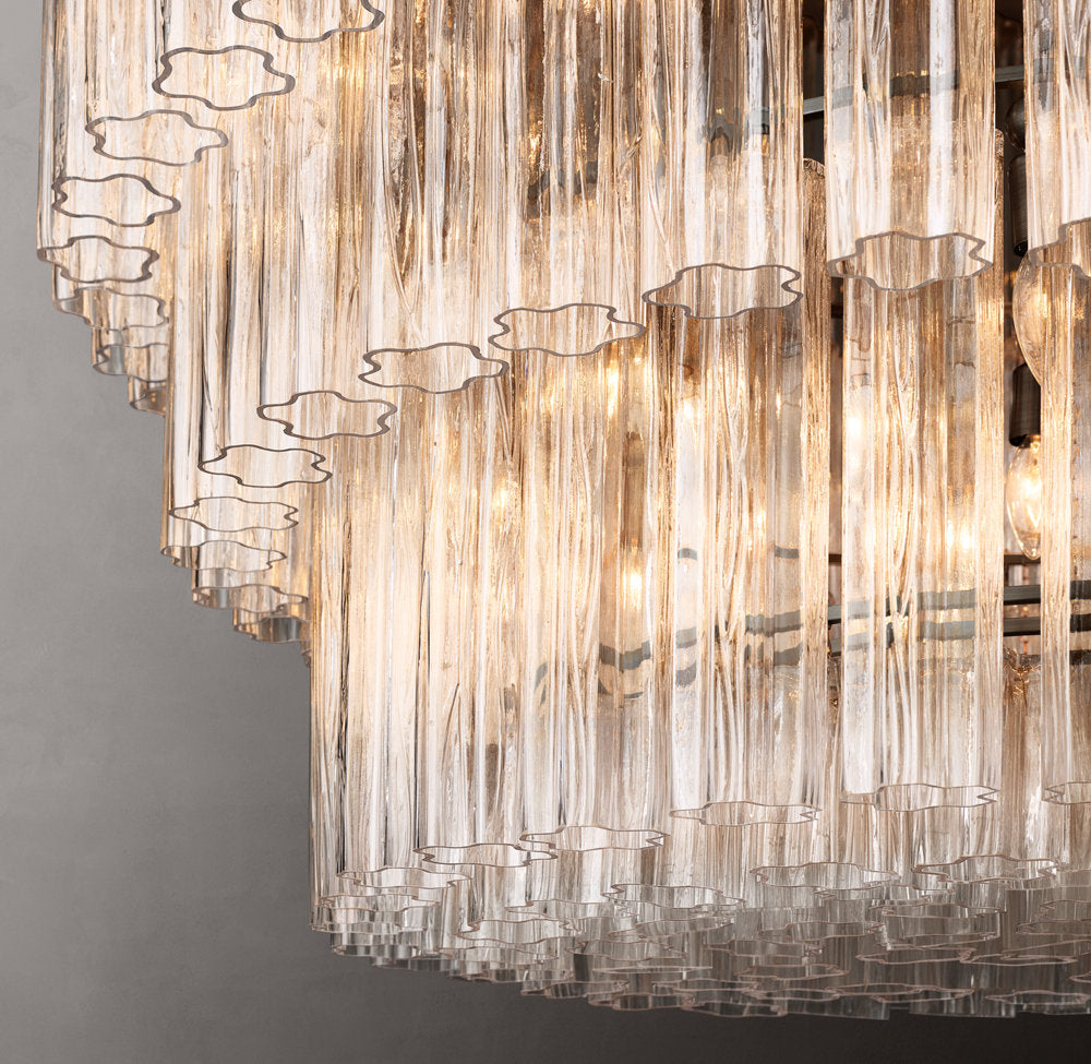 Triple Tier Blown Glass Crown Chandelier