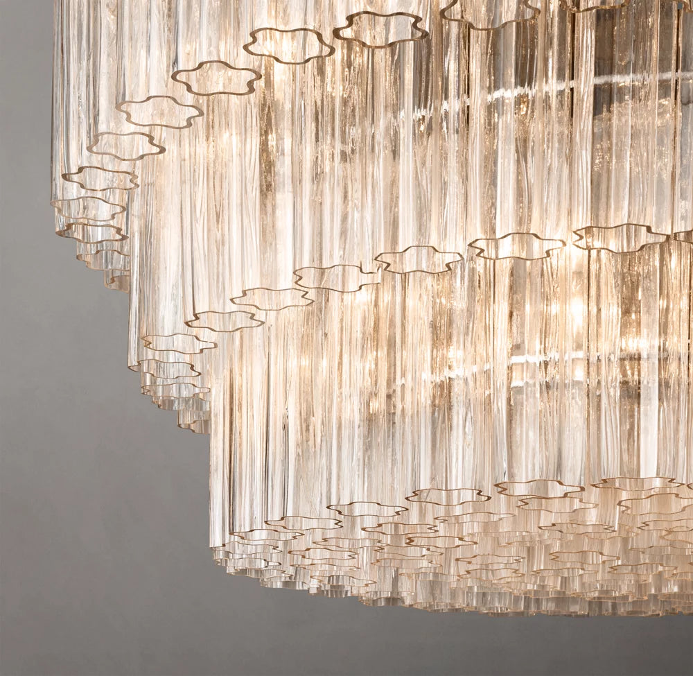 Triple Tier Blown Glass Crown Chandelier