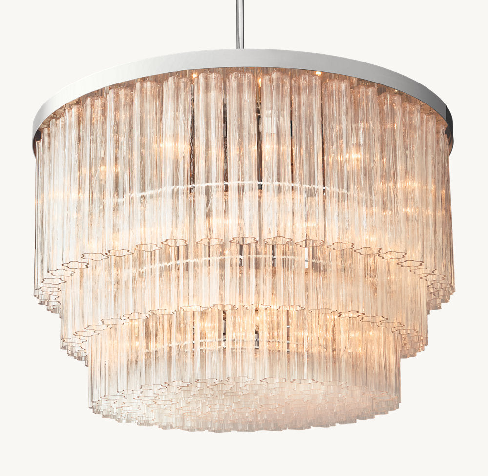 Triple Tier Blown Glass Crown Chandelier