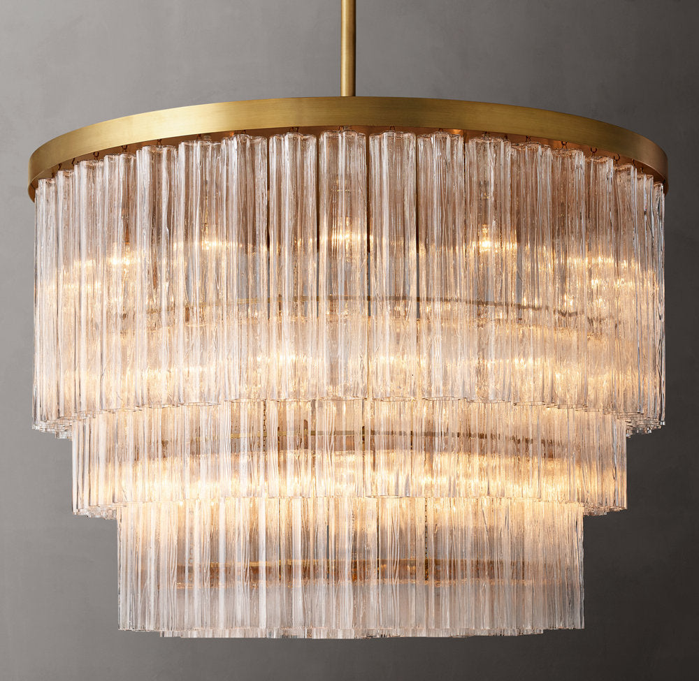 Triple Tier Blown Glass Crown Chandelier