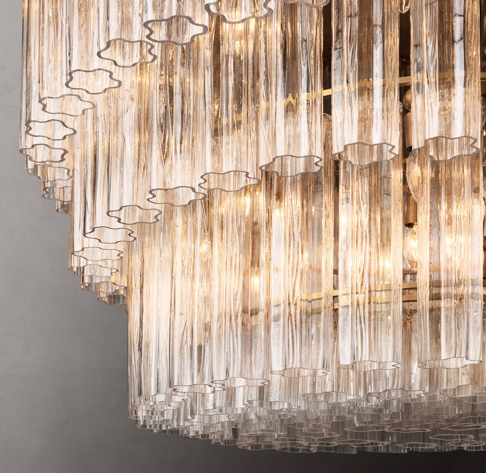 Triple Tier Blown Glass Crown Chandelier