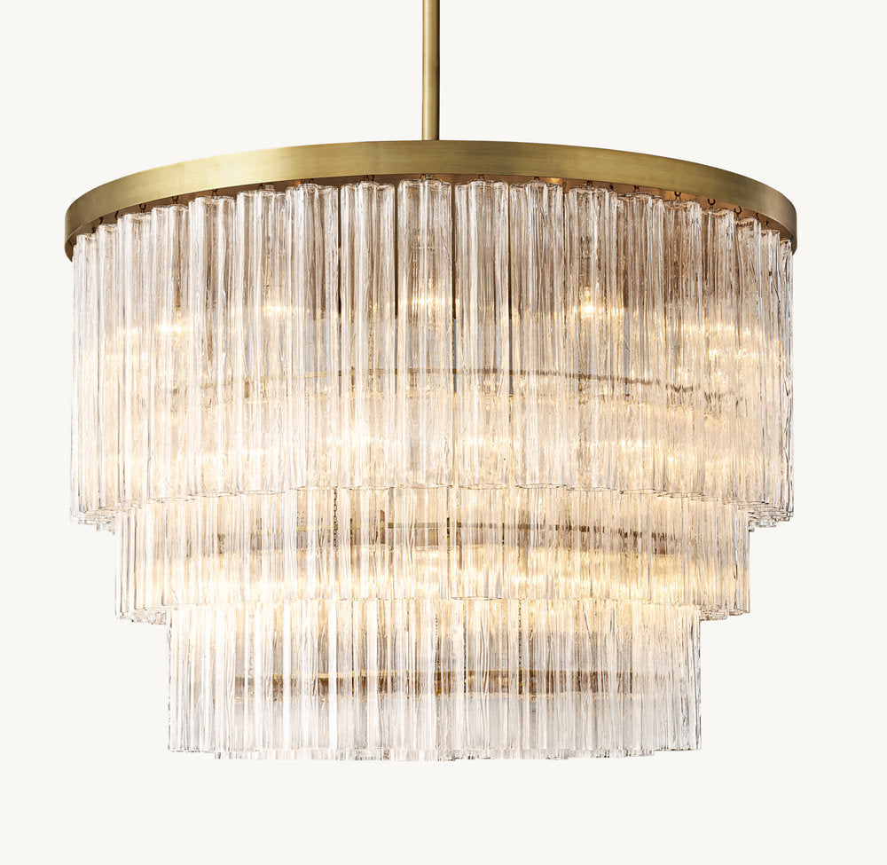 Triple Tier Blown Glass Crown Chandelier