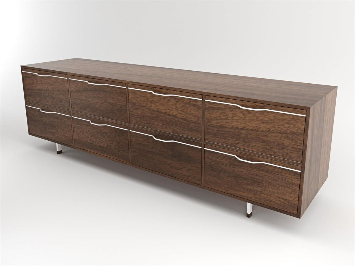Chapman Storage Long 8-Drawers Brown Walnut Wood Double Dresser