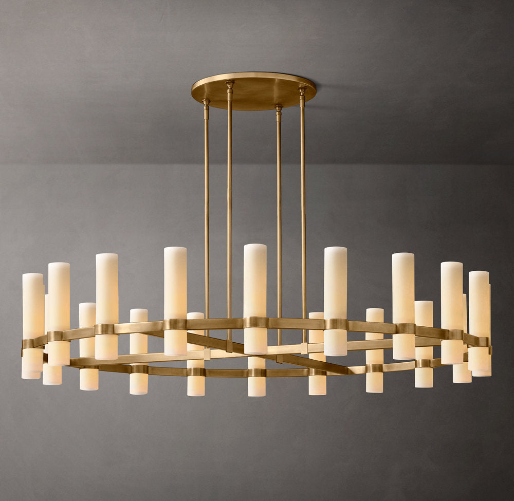 Ultra-Warm Milk Glass Radial Chandelier