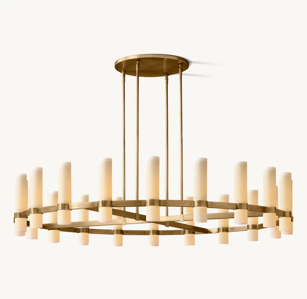 Ultra-Warm Milk Glass Radial Chandelier
