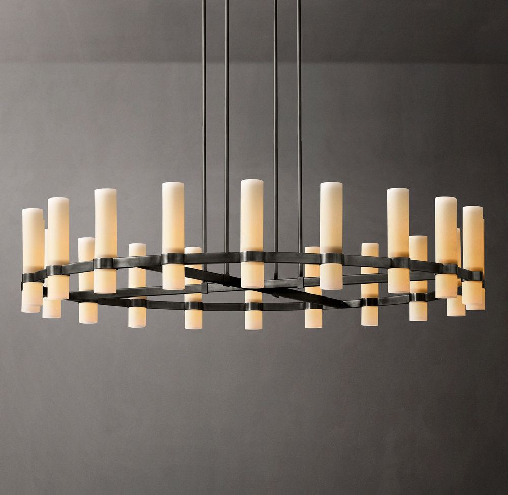 Ultra-Warm Milk Glass Radial Chandelier