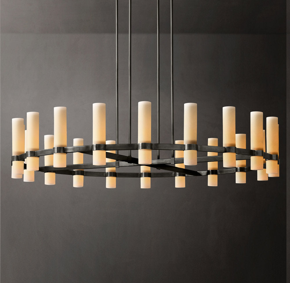 Ultra-Warm Milk Glass Radial Chandelier