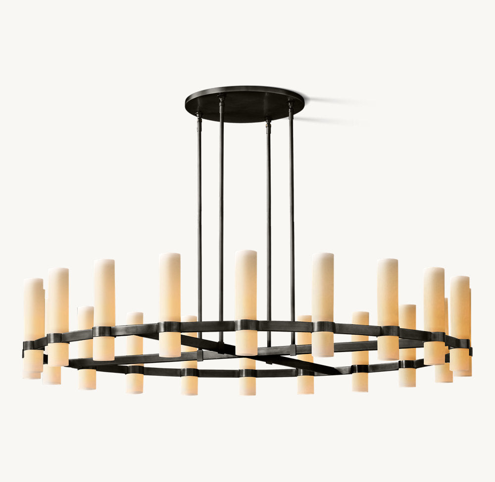 Ultra-Warm Milk Glass Radial Chandelier
