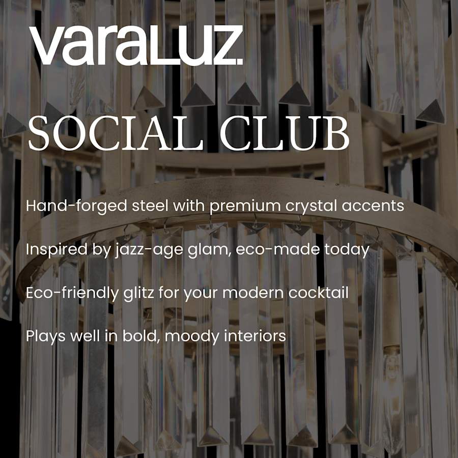 Varaluz Social Club 19 Light 36" Wide Crystal Waterfall Chandelier